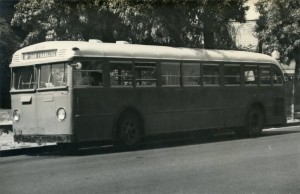 Key System Transit Lines No. 319 at Santa Clara Ave. and High Street, Alameda, California, Aug. 23, 1947    